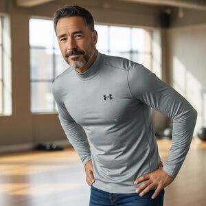 Under Armour Light Gray Fitted Coldgear Infrared Performance Top M NEW